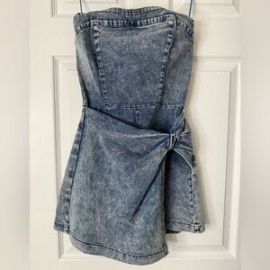 Strapless Denim Romper